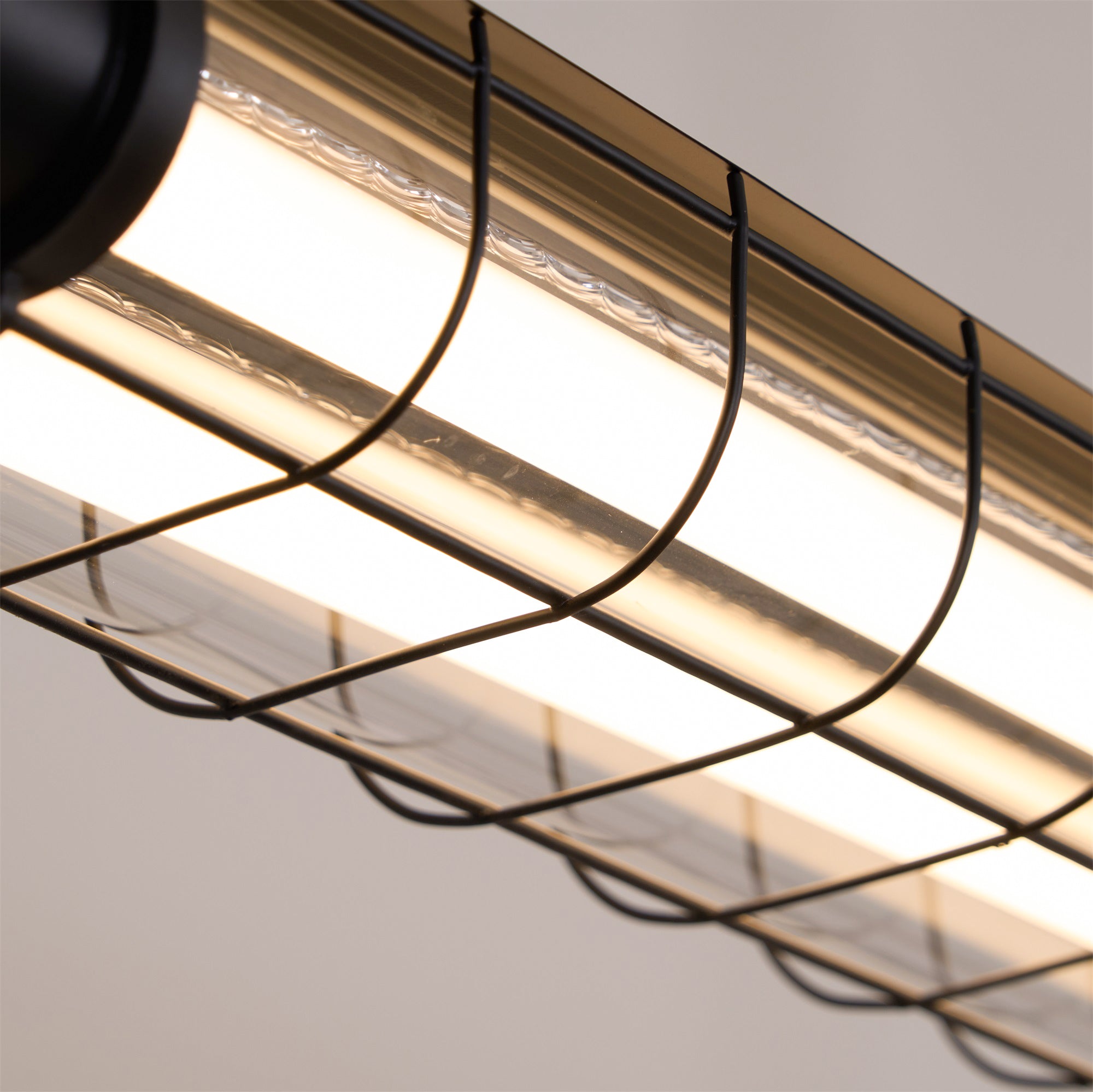 Handcrafted Glass Channel-Set Diffusers Linear Chandelier Sleek Design